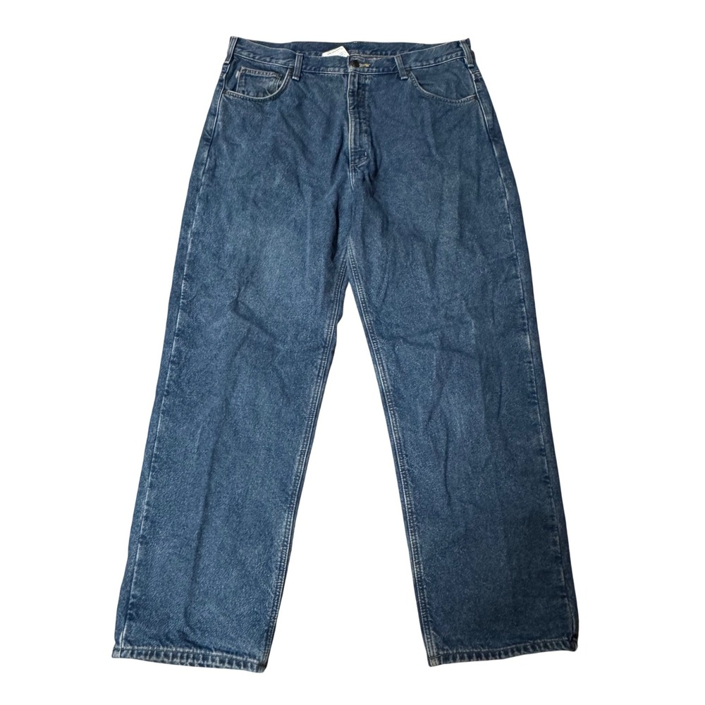 Carhartt B172 DST Flannel Lined Relaxed Fit Jeans Dark Stone Blue Mens 40x32